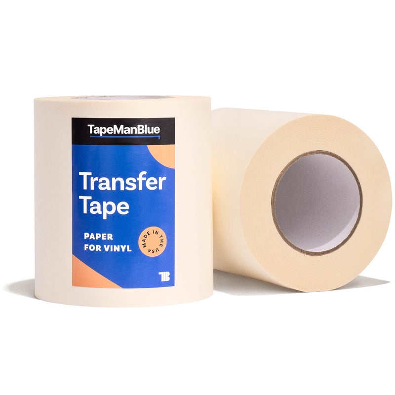 TapeManBlue 6" x 300' Roll of Paper Transfer Tape for Vinyl, Made in America, Premium-Grade Transfer Paper for Vinyl with Layflat Adhesive for Crafts, Decals, and Letters - Image 1